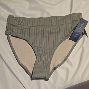 Aqua Couture Green Ribbed High-Cut Bottoms with Seamless Waistband M